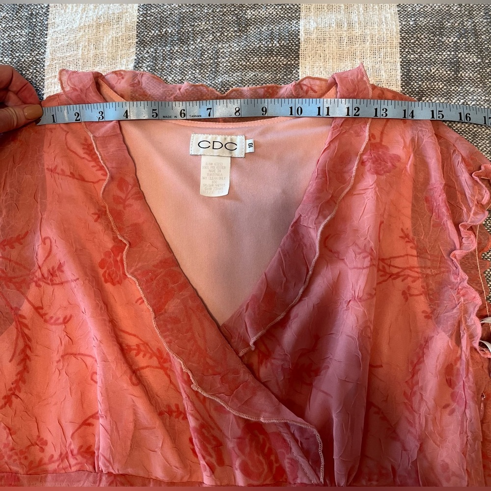 NWT Vtg CDC Rampage Sz 10 Dress Lined Rose Details Peachy Pink Ruffles Flowy Y2K - Picture 11 of 16